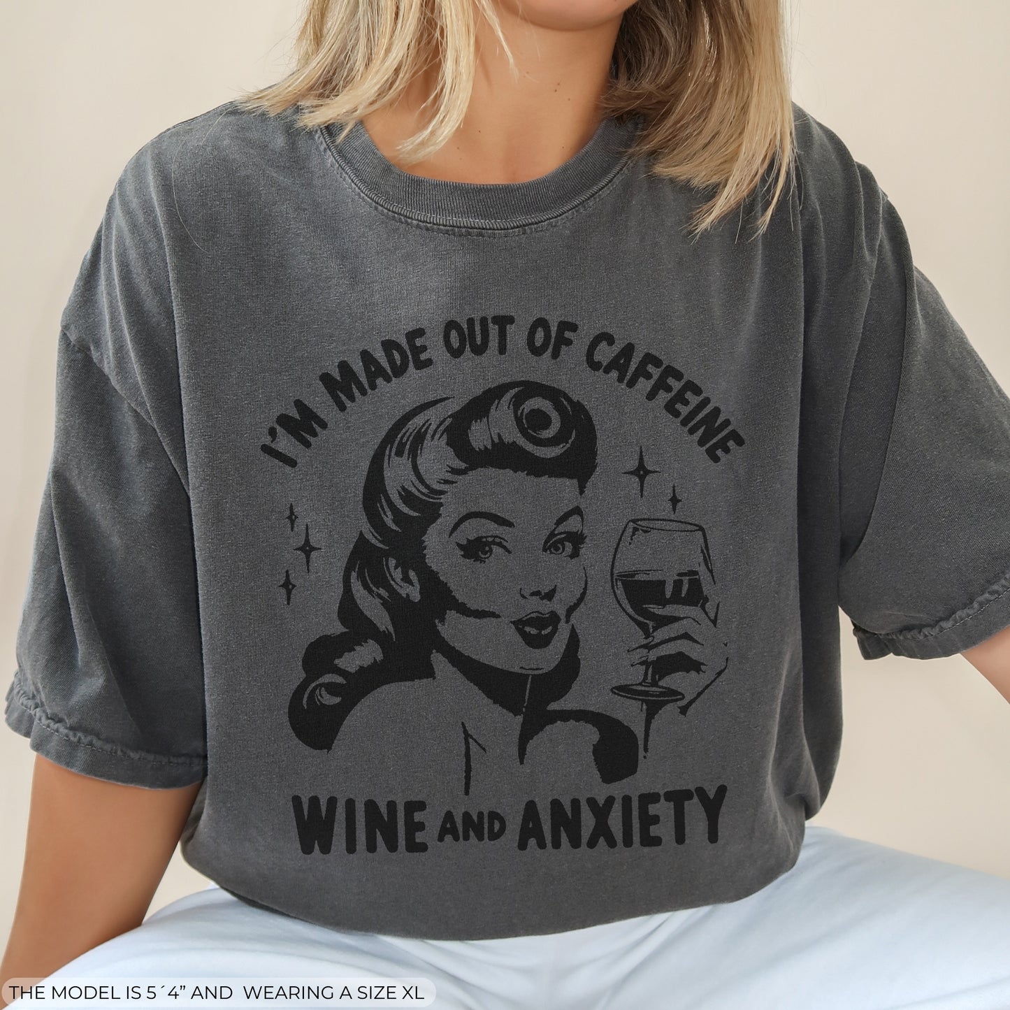 Caffeine Wine and Anxiety Retro Tee