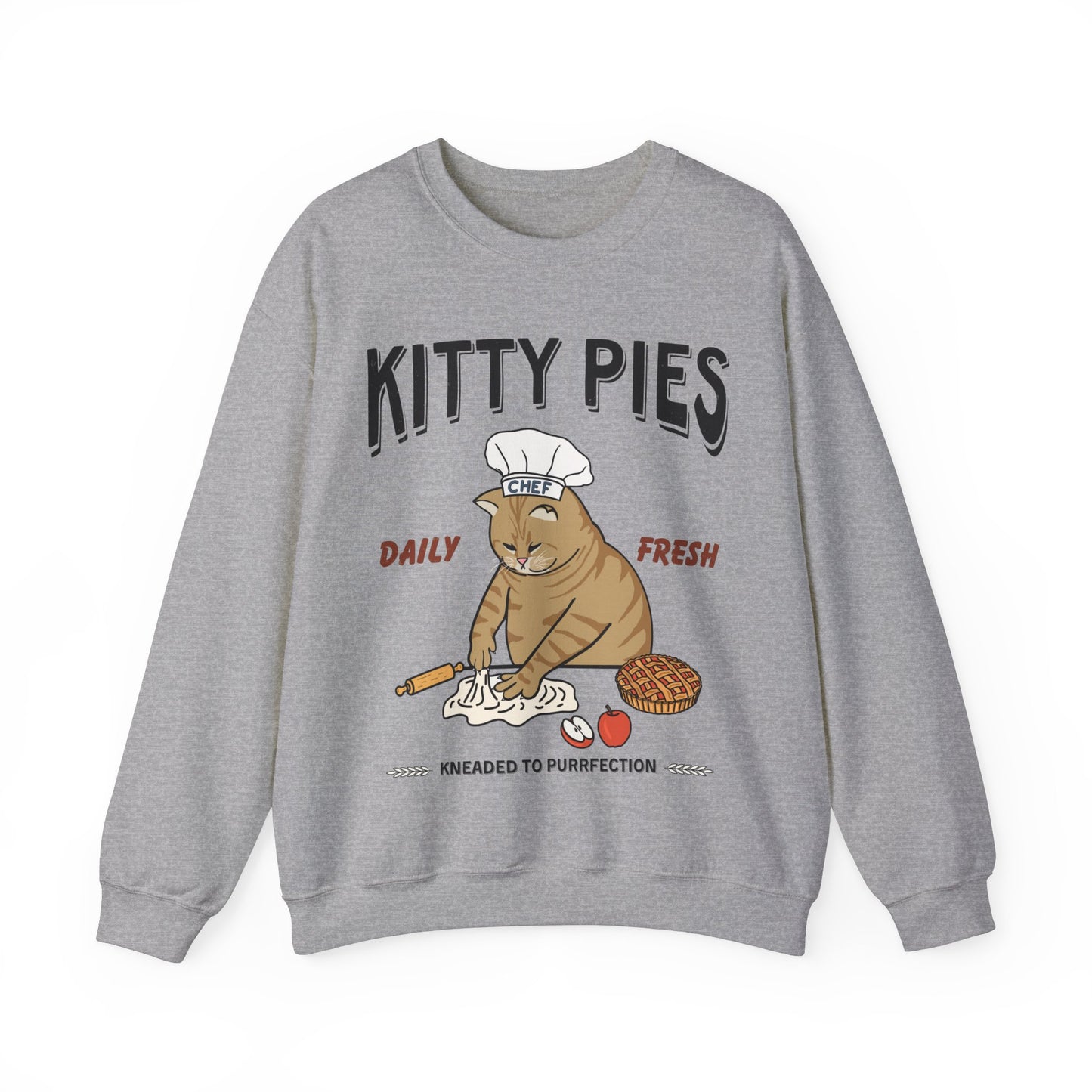 Apple Kitty Pies Orange Cat Chef Crewneck Sweatshirt