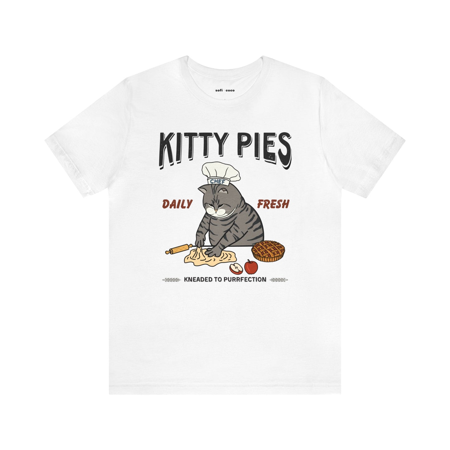 Apple Kitty Pies Grey Chonky Cat Chef Tee