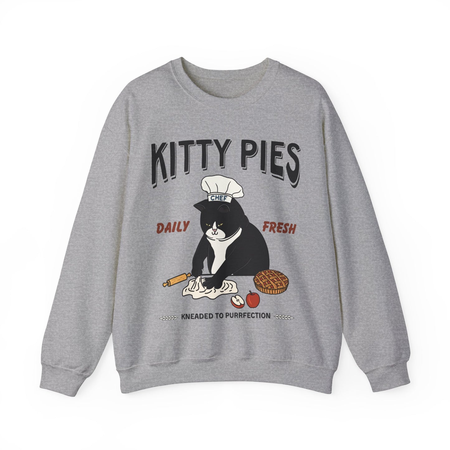 Apple Kitty Pies Tuxedo Cat Chef Crewneck Sweatshirt