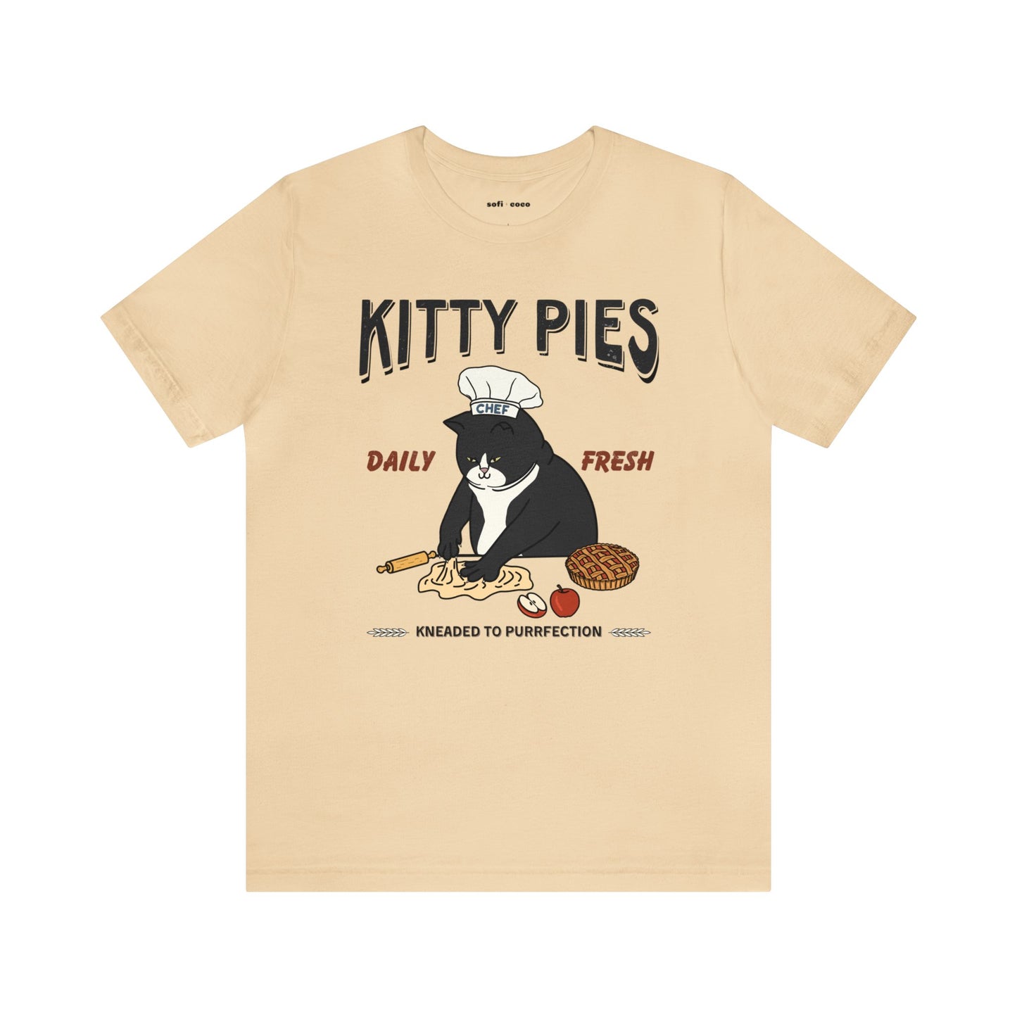 Apple Kitty Pies Tuxedo Cat Chef Tee