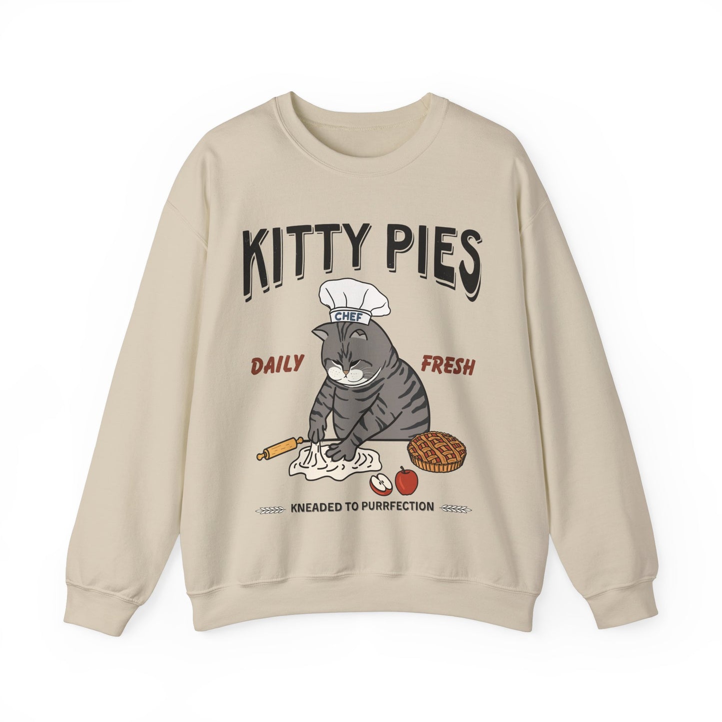 Apple Kitty Pies Grey Cat Chef Crewneck Sweatshirt