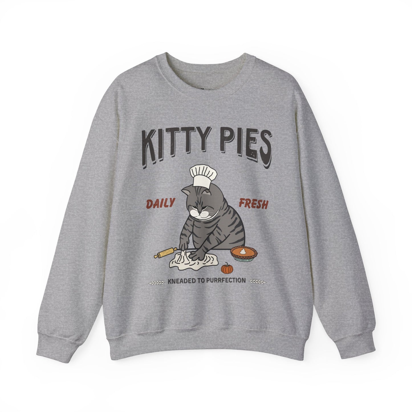 Pumpkin Kitty Pies Grey Cat Chef Crewneck Sweatshirt