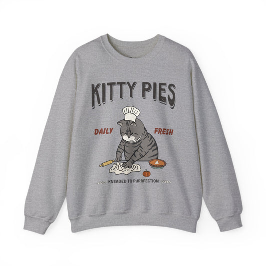 Pumpkin Kitty Pies Grey Cat Chef Crewneck Sweatshirt