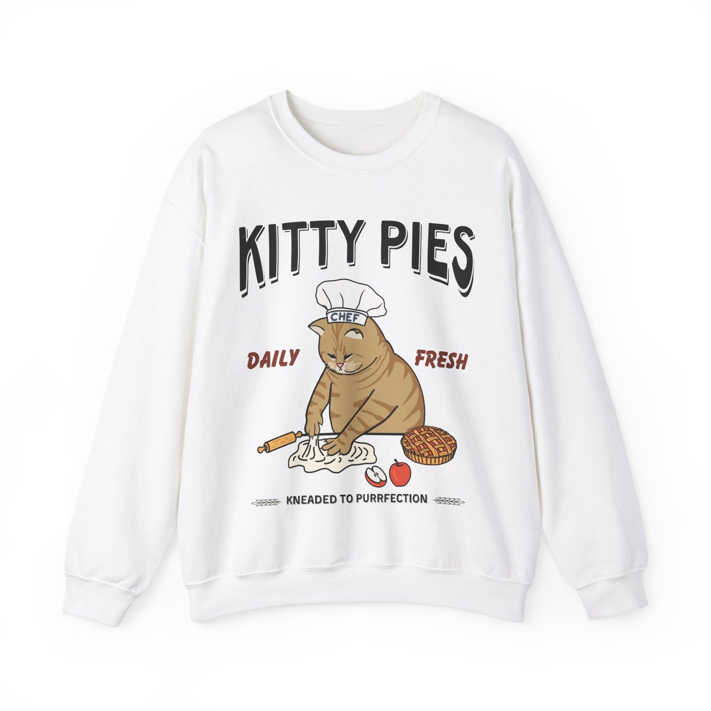Apple Kitty Pies Orange Cat Chef Crewneck Sweatshirt