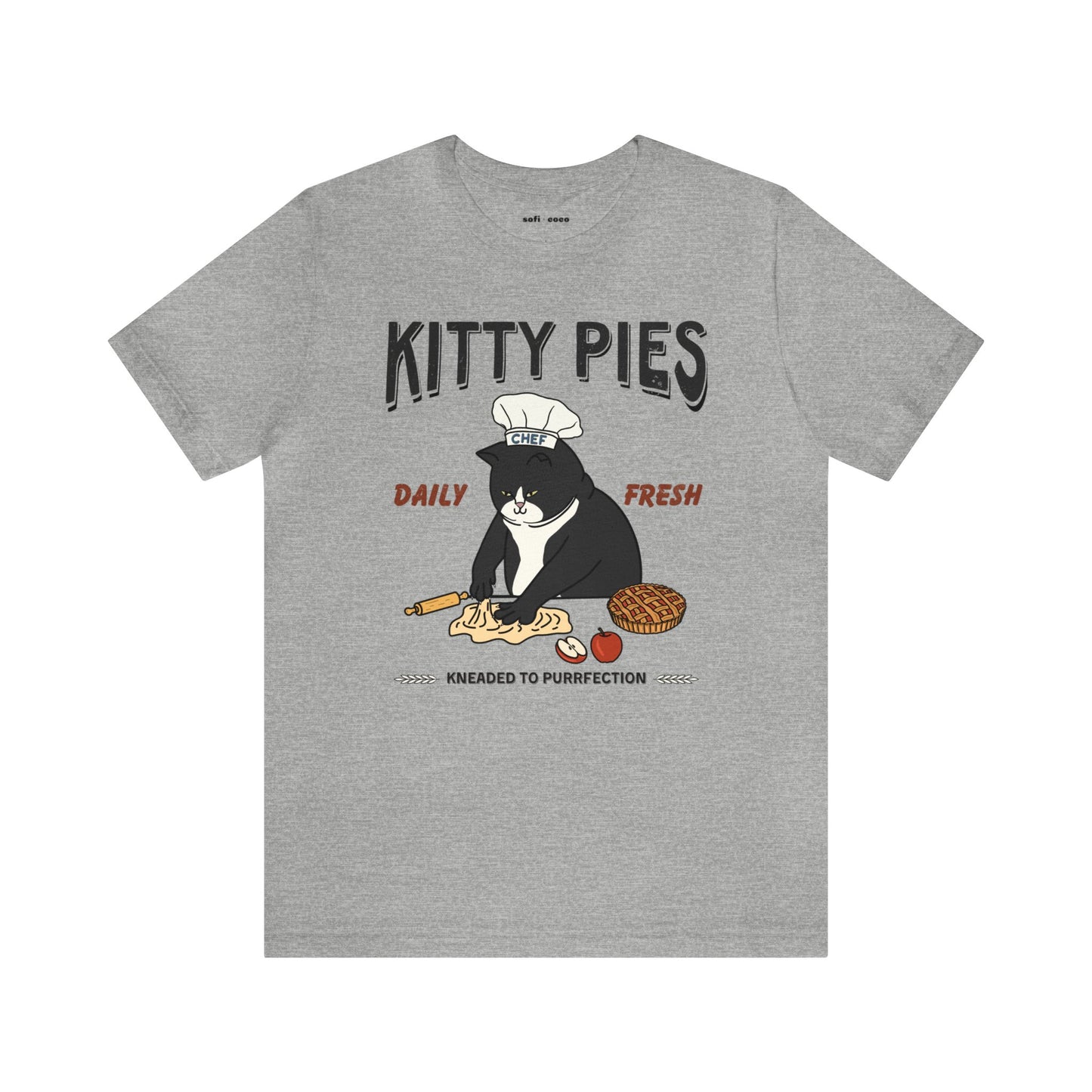 Apple Kitty Pies Tuxedo Cat Chef Tee