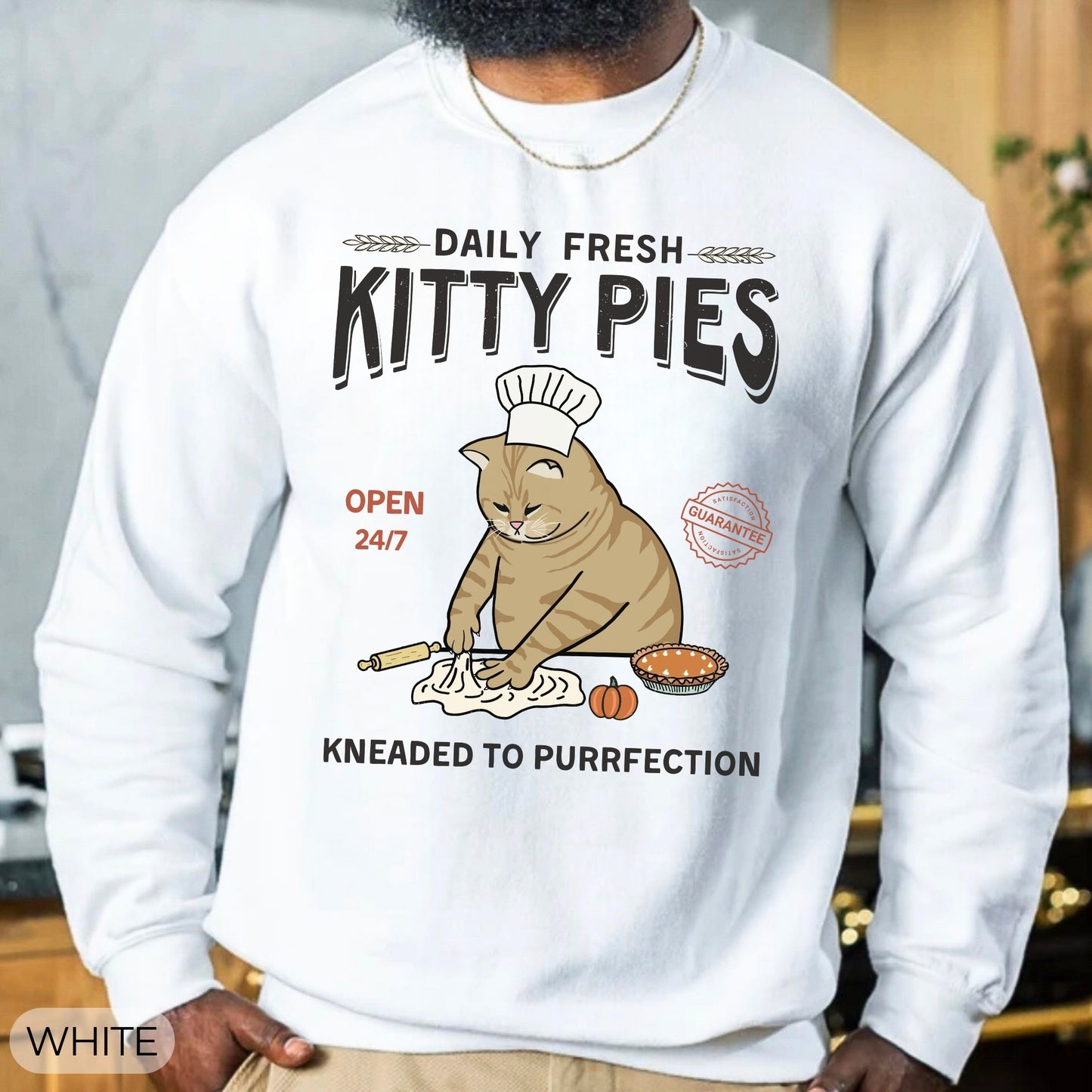 Pumpkin Kitty Pies Orange Cat Chef Crewneck Sweatshirt