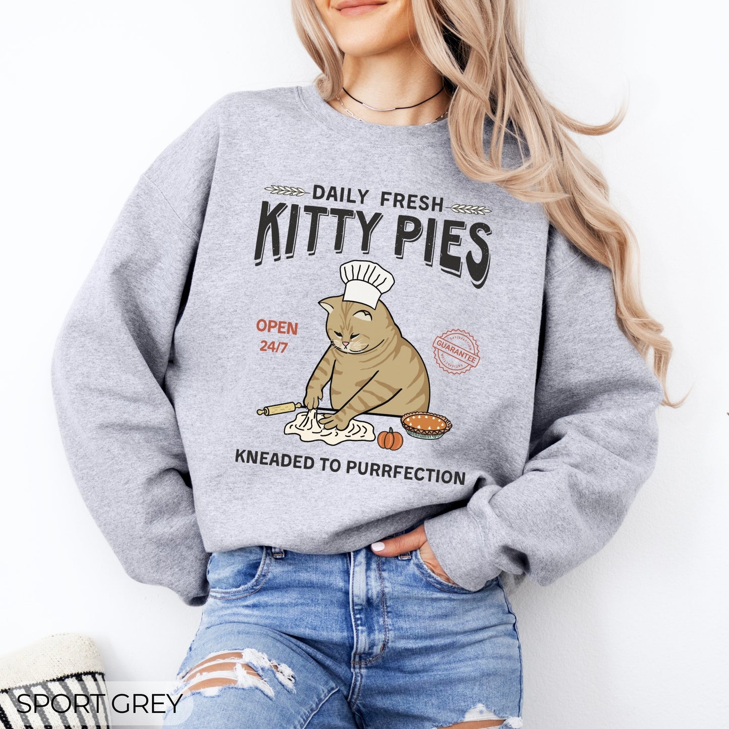 Pumpkin Kitty Pies Orange Cat Chef Crewneck Sweatshirt
